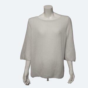 Lord & Taylor White Ribbed Knit bell sleeves Sweater - Size XL